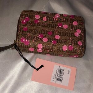 Juicy Couture Chestnut Chino Pink Cherry Status Medium Double ZA Wallet NWT